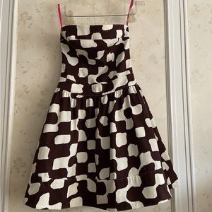 Womens Animal Print Strapless Dress 6 Brown